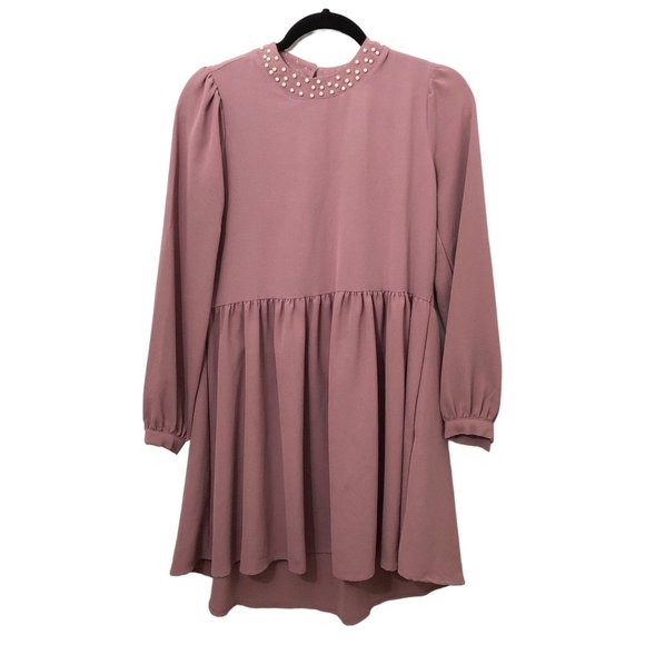 Refka Pearl Beaded Stand Collar Deep Pink Dress Size 4 - Picture 1 of 8